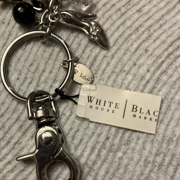 WHITE HOUSE BLACK MARKET. HIGH HEEL BAG CHARM. BLACK & CLEAR BEADS/SILVER. NWT - Picture 4 of 6